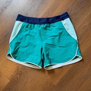 Lands' End | Teal & Navy Swim Shorts Boardshorts W/ Liner & Pockets, Size 14